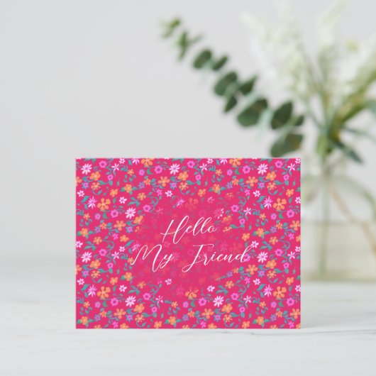 Tiny Floral Pattern Custom Friendship Postcard ポストカード (スタンド正面)
