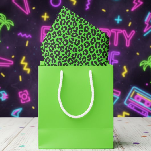 Tiny Fluorescent Green Leopard Print 薄葉紙