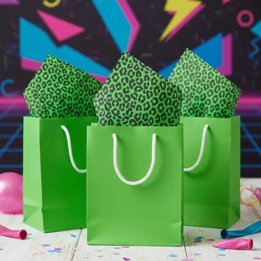 Tiny Fluorescent Green Leopard Print 薄葉紙