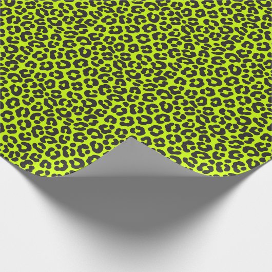 Tiny Fluorescent Lime Green Leopard Print ラッピングペーパー (角)