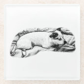 Tiny Gallery: Bedtime Terrier Dots ガラスコースター (正面)