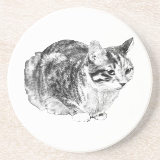 Tiny Gallery: Tabby on Cushion コースター (正面)