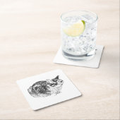 Tiny Gallery: Tabby on Cushion スクエアペーパーコースター (インサイチュ)