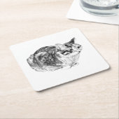 Tiny Gallery: Tabby on Cushion スクエアペーパーコースター (アングル)