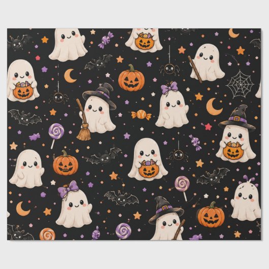 Tiny Ghost Halloween | かわいいおばけのハロウィン柄 ラッピングペーパー (フラット)