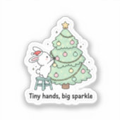 Tiny Hands Big Sparkle Cute Bunny Christmas シール (正面)