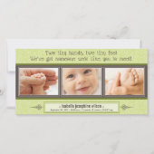 Tiny Hands, Tiny Hands Birth Announcement (ライム) 案内状 (正面)