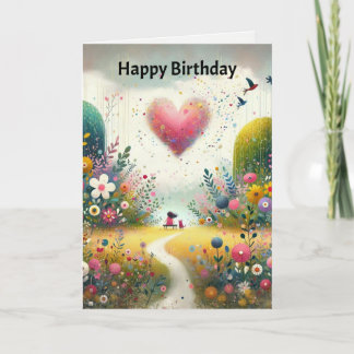 Tiny Happy Moments Birthday Card Whimsical flowers カード