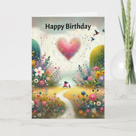 Tiny Happy Moments Birthday Card Whimsical flowers カード (正面)