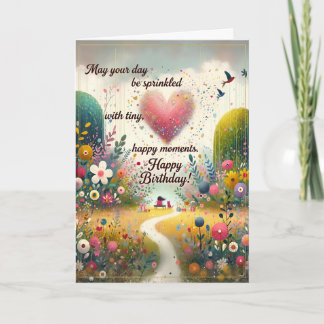Tiny Happy Moments Birthday Card, Whimsical Garden カード