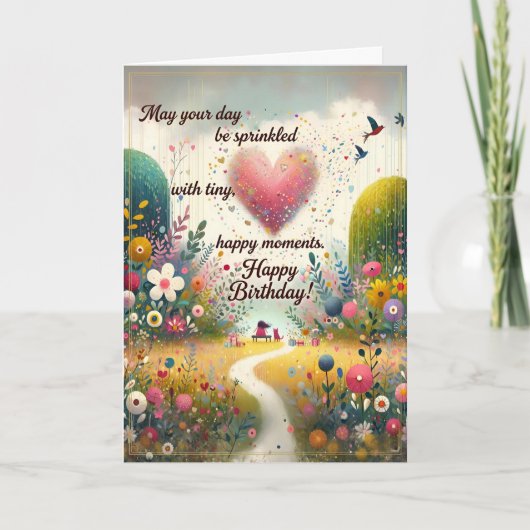 Tiny Happy Moments Birthday Card, Whimsical Garden カード (正面)