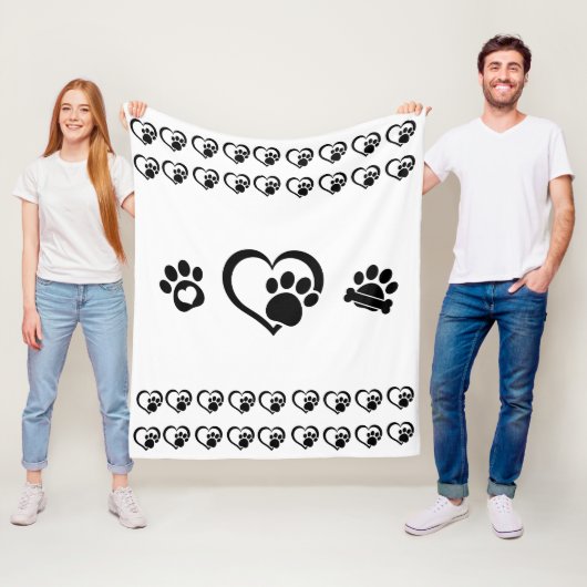 Tiny hearts and Paw Prints Fleece Blanket フリースブランケット (インサイチュ)