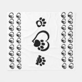 Tiny hearts and Paw Prints Fleece Blanket フリースブランケット (正面(横))