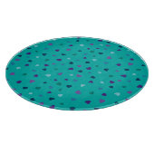 Tiny Hearts, Purple, Teal, Blue on Turquoise カッティングボード (角)