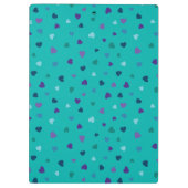 Tiny Hearts, Purple, Teal, Blue on Turquoise クリップボード (裏面)