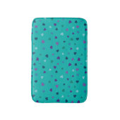 Tiny Hearts, Purple, Teal, Blue on Turquoise バスマット (正面縦)