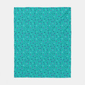 Tiny Hearts, Purple, Teal, Blue on Turquoise フリースブランケット (正面)