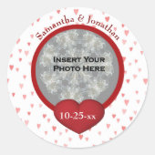 Tiny Hearts Wedding Photo Personalized  ラウンドシール (正面)