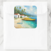 Tiny homes and fishing boats in jamaica スクエアシール (バッグ)