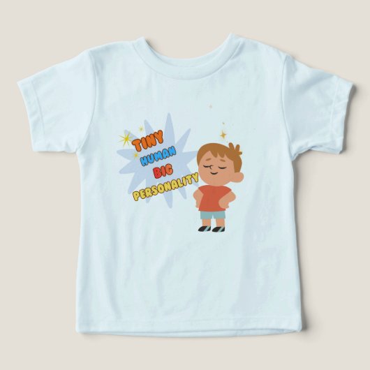 Tiny Human Big Personality Funny Kids T-ShiT-Shirt (デザイン正面)