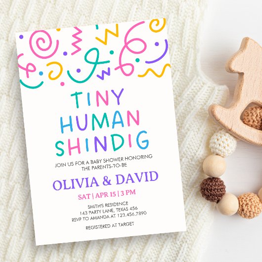 Tiny Human Shindig Baby Shower 招待状