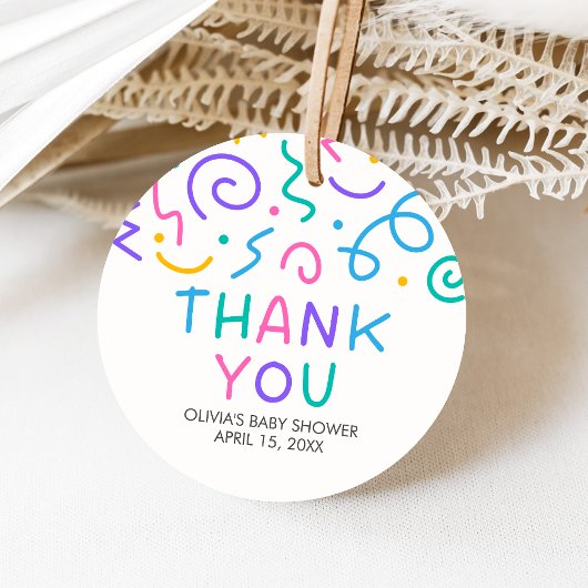 Tiny Human Shindig Baby Shower Round フェイバータグ