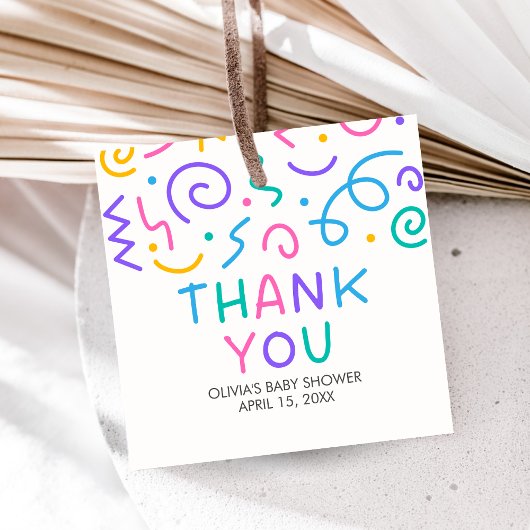 Tiny Human Shindig Baby Shower Square フェイバータグ