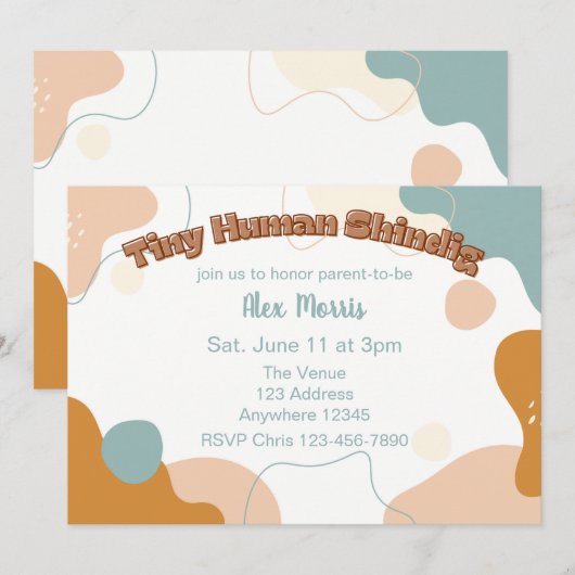 Tiny Human Shindig Non-Binary Shower 招待状 (正面/裏面)