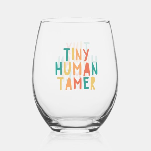 Tiny Human Tamer ワイングラス 面白い先生へのギフト ステムなしワイングラス (正面)