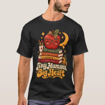 Tiny Humans Big Heart レトロ教師コーヒーTシャツ