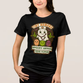 Tiny Humans Spooky Germs — 小児科ナースのハロウィン トライブレンドＴシャツ