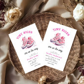 Tiny Kicks Sneakers Sports Pink Baby Shower 招待状
