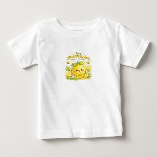 Tiny Lemon Squeeze ベビー服 かわいいシトラス サマー ベビーTシャツ (正面)