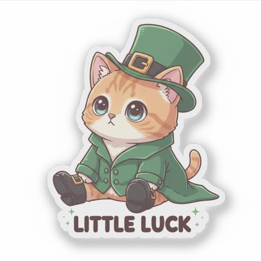 Tiny Leprechaun Kitten Cute Kawaii St Patrick  シール (正面)