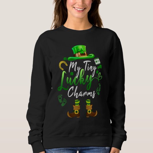 Tiny Lucky Charms Shamrock Irish Mom St patricks d スウェットシャツ (正面)