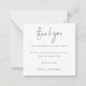 TINY MINI SIZE Script Photo's 結婚 Thank You ノートカード (正面)