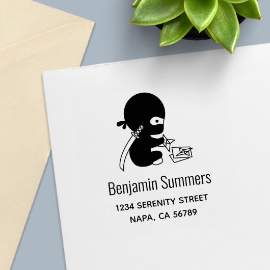 Tiny Ninja Folding Origami Star Address セルフインキングスタンプ