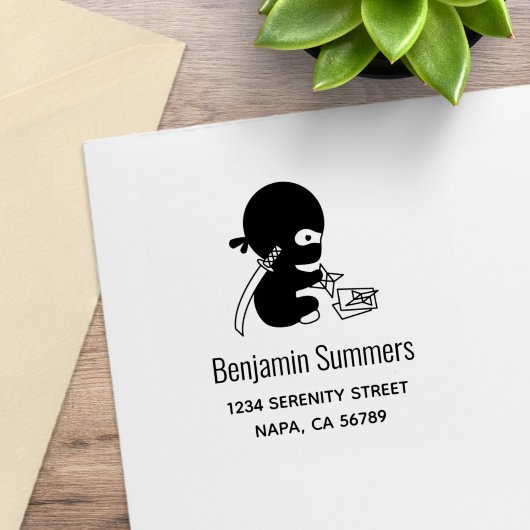 Tiny Ninja Folding Origami Star Address ラバースタンプ