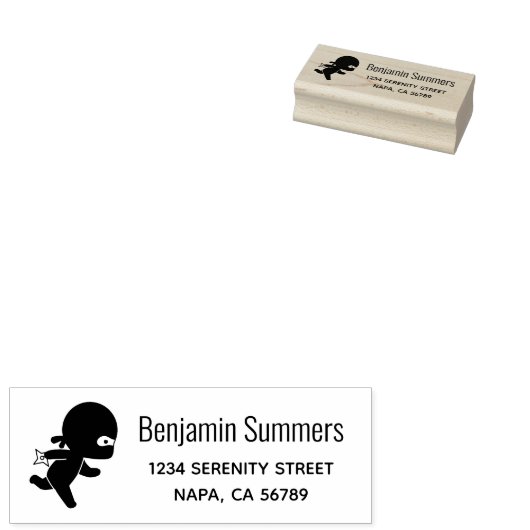 Tiny Ninja Running Return Address ラバースタンプ (押印)
