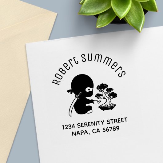 Tiny Ninja Watering Bonsai Tree Arch Address セルフインキングスタンプ