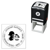 Tiny Ninja Watering Bonsai Tree Round Address セルフインキングスタンプ (インサイチュ)