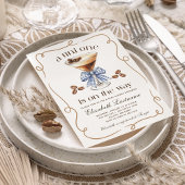 Tiny One エスプレッソマティーニ ブルーボウ ベイビーシャワー 招待状