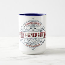 Tiny Owner ファンシー Studio Logo Mug, 15 oz