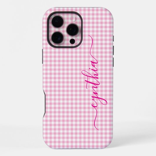 Tiny Pale Pink Gingham Signature iPhoneケース (裏面)