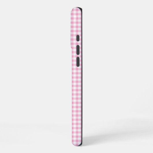 Tiny Pale Pink Gingham Signature iPhoneケース (左側面)