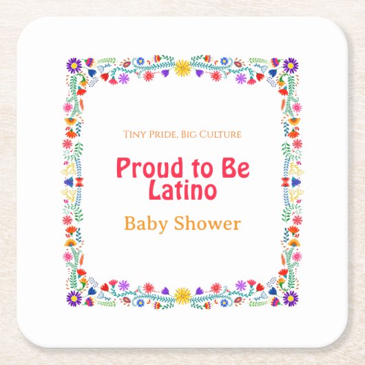 Tiny Pride, Big Culture – ラテン系で誇りを持とう赤ちゃん スクエアペーパーコースター (正面)