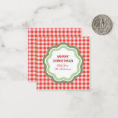 Tiny Red Gingham Personalized Gift Enclosure ノートカード (正面/裏面インサイチュ)