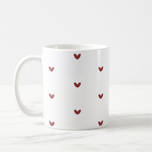 Tiny Red Hearts Minimalist Pattern Coffee Mug コーヒーマグカップ (左)