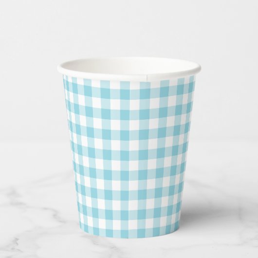 Tiny Robin Egg Blue and White Gingham 紙コップ (右)