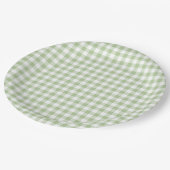 Tiny Sage + White Gingham ペーパープレート (アングル)